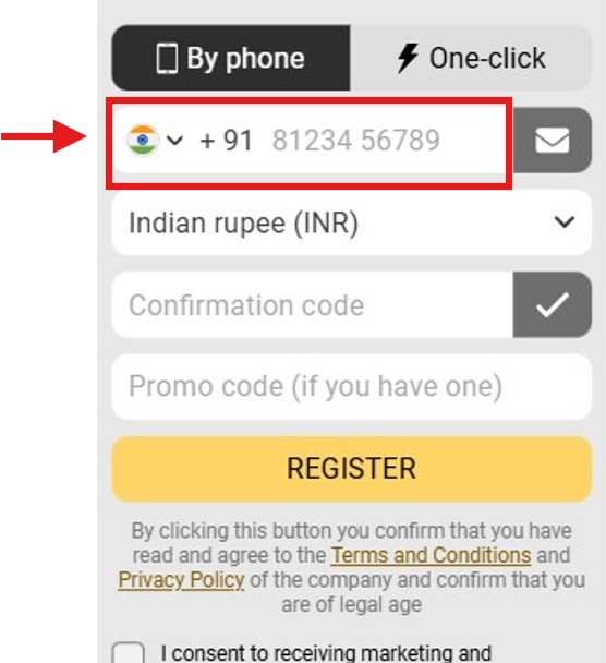 Melbet register enter phone number