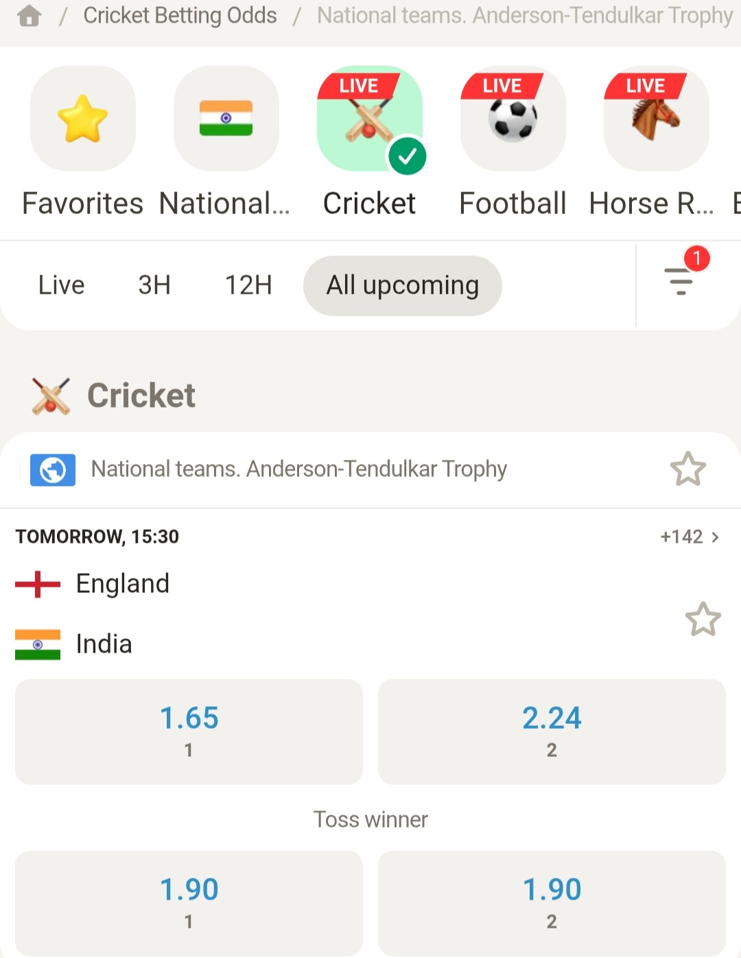 india test match betting