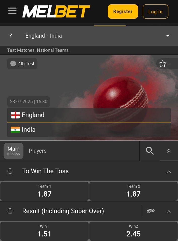 Melbet cricket betting