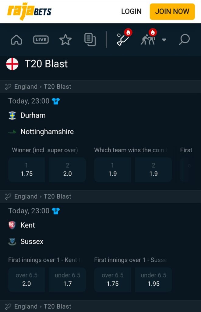cricket bets on rajabets